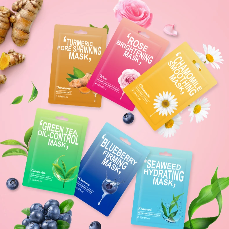 

Hot Selling Moisturizing Hydrating Facial Mask Skin Care Face Mask 6 Types Plant Extract Sheet Mask
