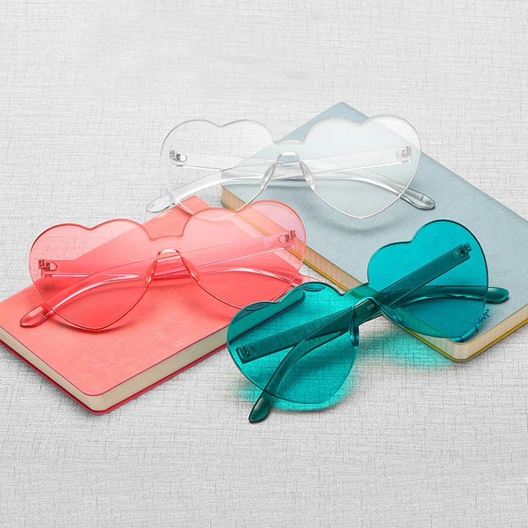 

SKYWAY Fashion Cute Candy Color UV400 Love Heart Shape Rimless Sunglasses Women Luxury Brand Eyewear Sun Glasses