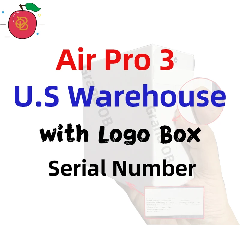 

MOQ1 US Warehouse Free Shipping TWS Air Pro with Logo Box Air 2 Gen 3 TWS Air Pro 3 Air 3 Gen 3 Wireless Earbuds Airs Pro 3, White