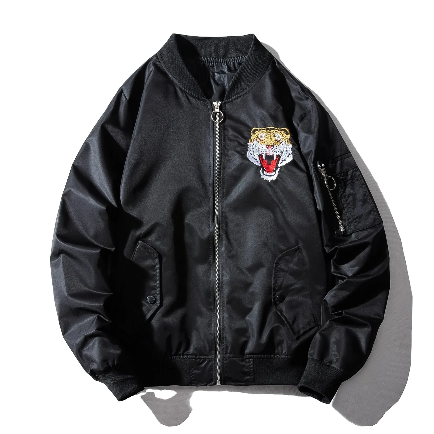 

plain waterproof polyester tiger embroider bomber Men'S fashion Jacket