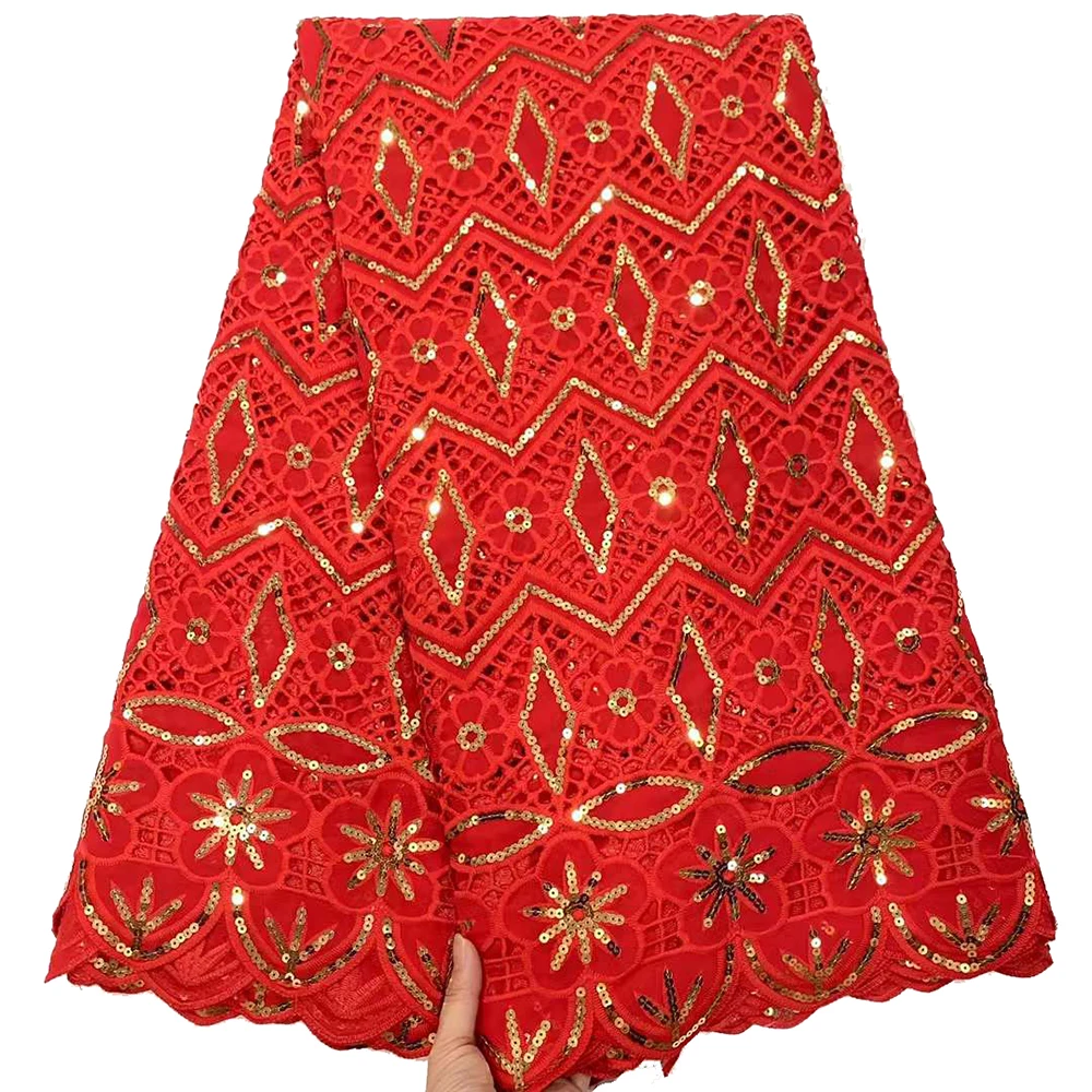 

Sinya Super September Promotion Sequins Chiffon Lace Fabric High Quality Embroidery Cotton Lace Fabric Sewing Dress