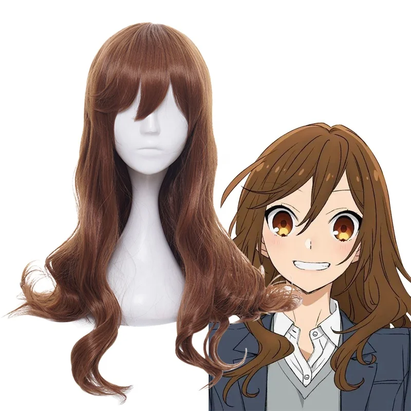 

Wholesale 80cm Long Curly Light Brown Horimiya Anime Wig Hori Kyoko Peluca Synthetic Cosplay Costume Hair Wigs