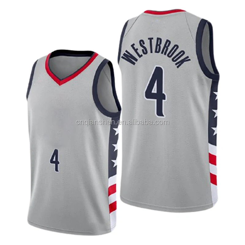 

4 Russell Westbrook Washing City Jersey 2021 Season Top Quality Mesh Stitched Basketball Sports Jersey Clothes Wear Men Shirt