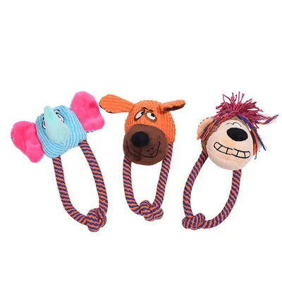 

Cartoon cotton golden molar teeth pet rope knot dog bite teddy bite plush rope dog tug toys