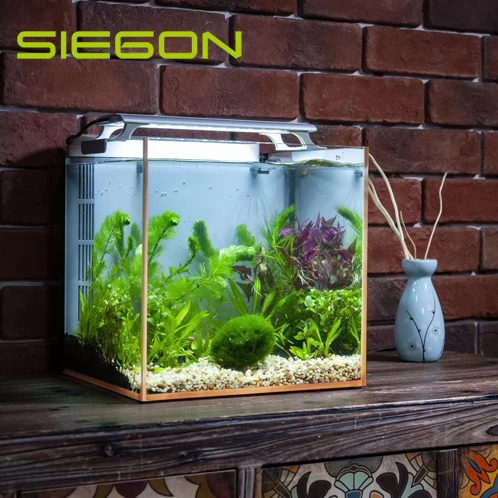 

WIFI mobile control,easily to keep fish smart glass desktop fish tank, White