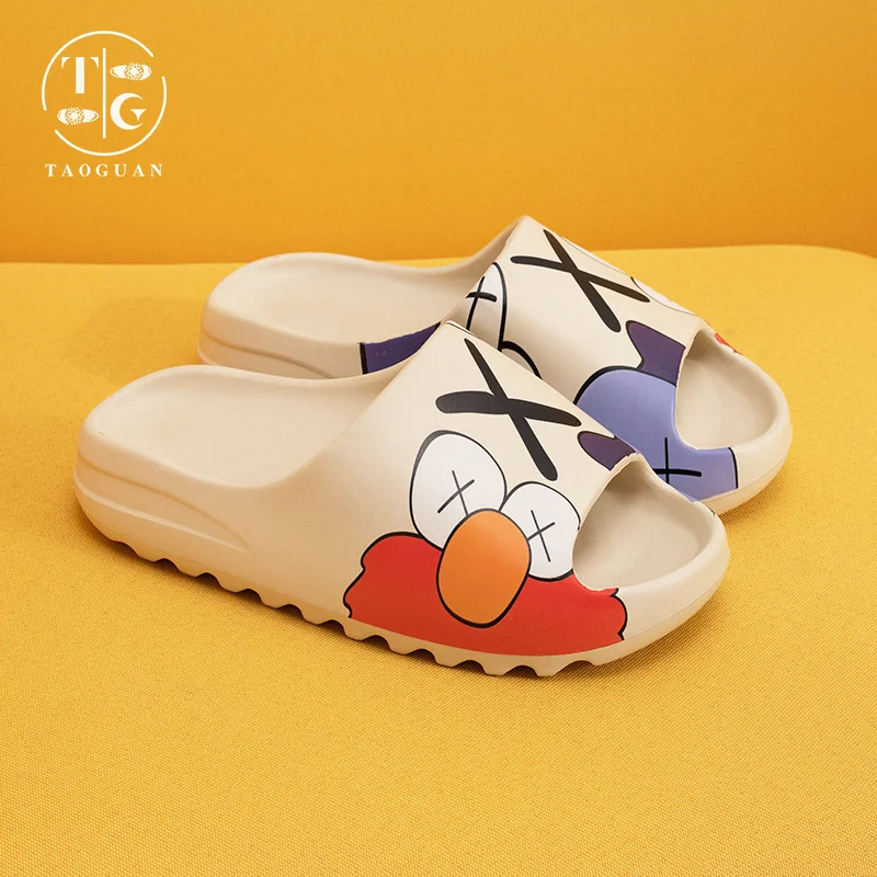 

White beach cute pillow slippers for women and man kid unisex medium yellow clay slides free shipping, Customized color