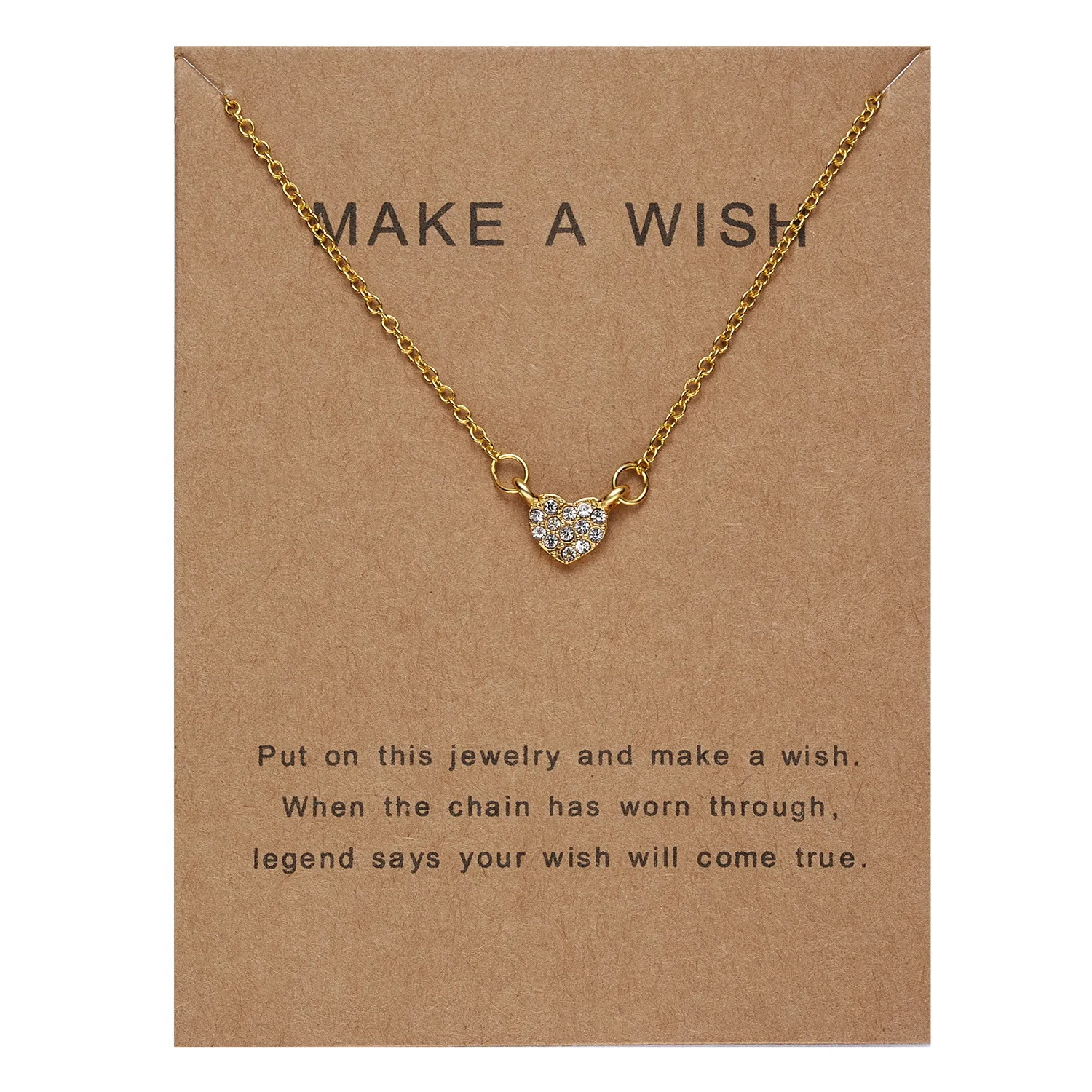 

Amor Fashion Wish Card Jewelry Wholesale Diamond Love Heart Star Pendant Choker Necklaces