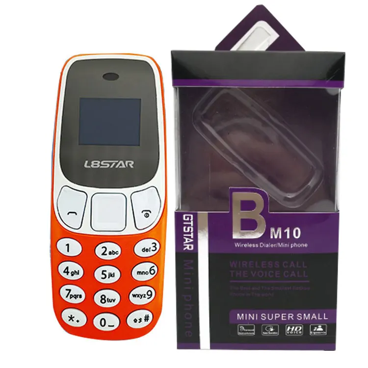 

L8STAR BM10 mini Dialer cellphone hand-free Headset Dual SIM Card Mini Mobile Multi-language text headphone phone with Mic, Navy blue;orange;red;grey