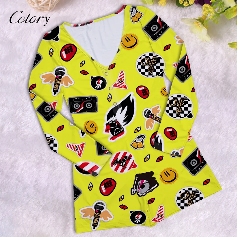 

Colory Woman Pajamas Short Winter Women Sleepwear Onsie Pajama Bodysuits, Picture shows