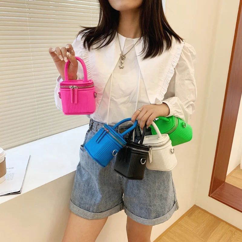 

Women Lattice Candy Color Bucket Hand Bags Small Handbag Custom Designer Shoulder Bag