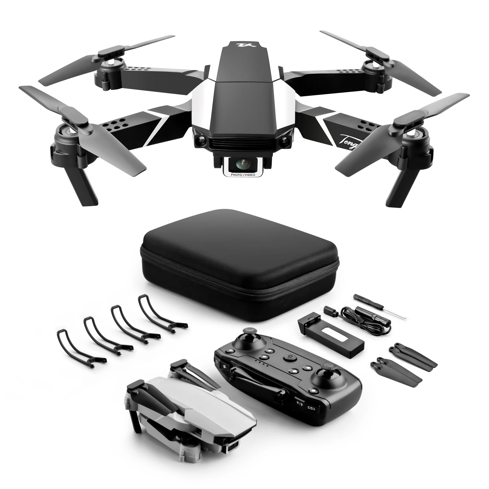 

Summer hot-selling outdoor remote control drone HD 4K dual camera folding aircraft four-axis aerial remote control toy, Cool black /milk white gray