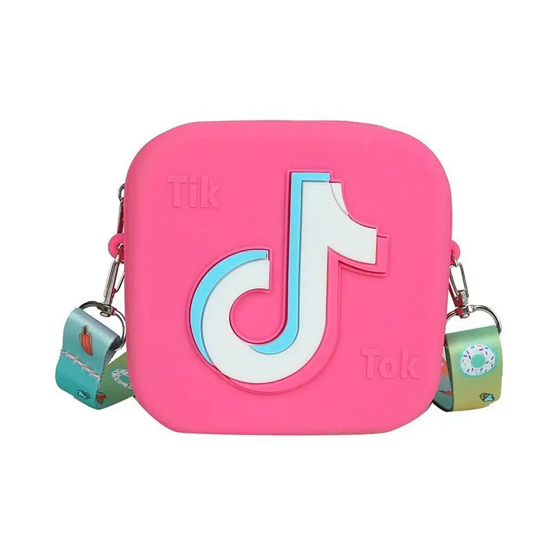 

New designs cartoon Tik Tok small pvc zipper bags hot-selling kids square shoulder mini bag coin purse crossbady bags, 6 colors