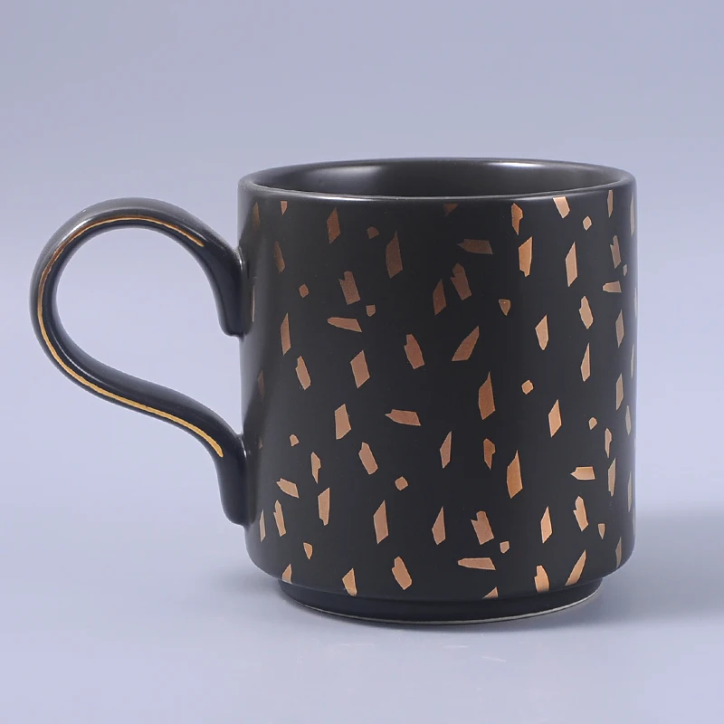 

wholesale stylish gift custom logo matte glaze nordic luxury cups stoneware coffee mug with gold handle