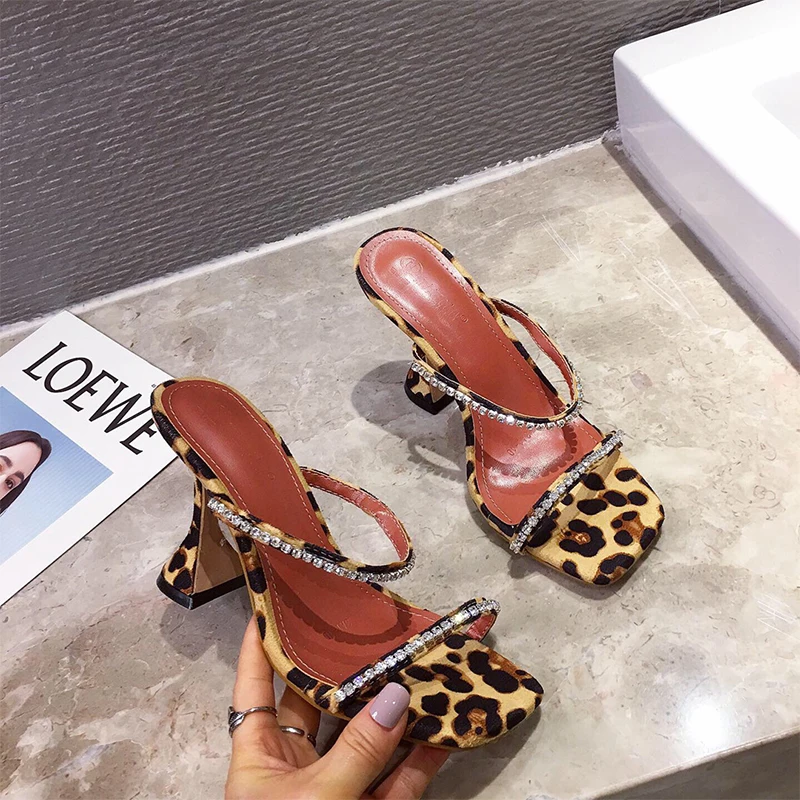 

New style square diamond sandals, wine cup and Roman women's shoes, high heels, large size
