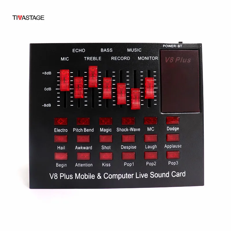 

V8 Plus Audio USB External Sound Card Webcast stremer Live Broadcast for PC Phone Computer
