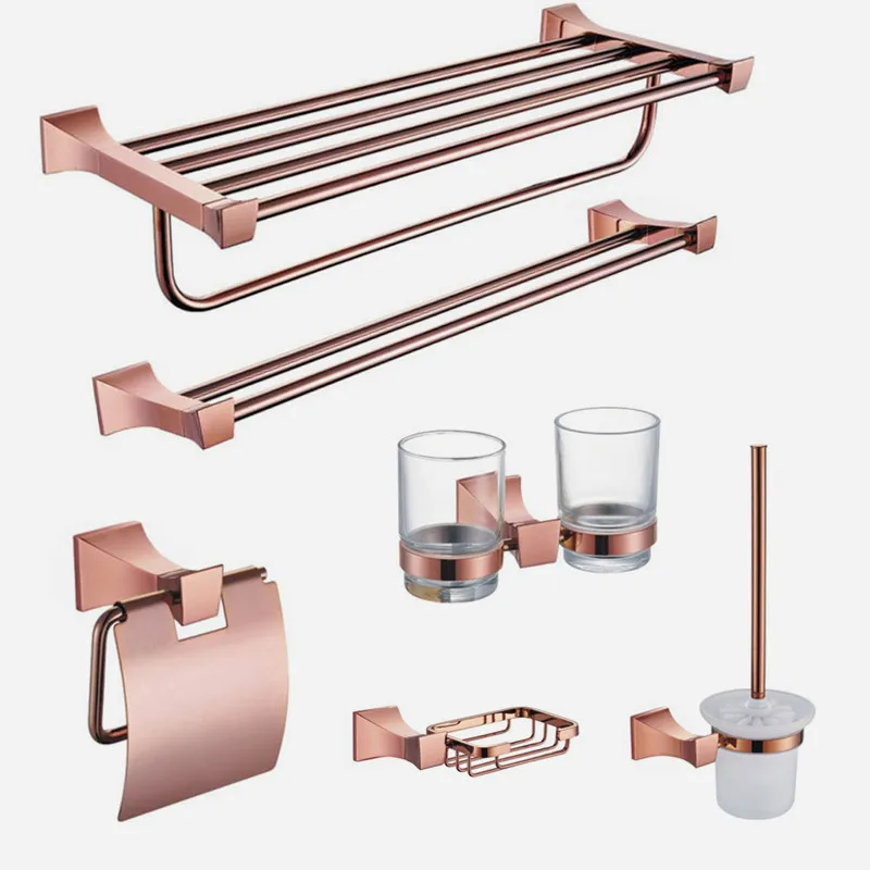 

Wall Mount Luxury Hotel Set Rose Gold Bathroom Accessories