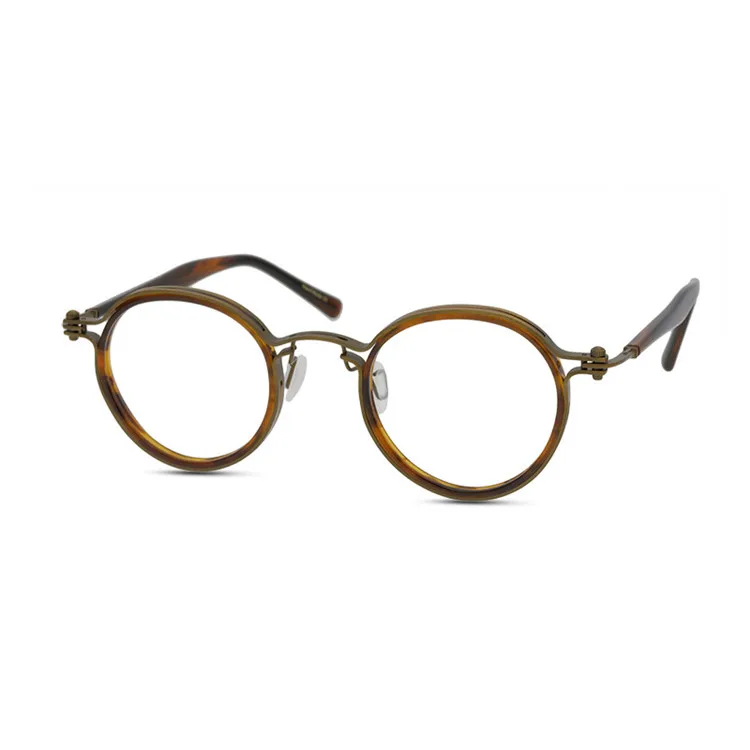 

Wholesale pure Titanium Acetate glasses fashion Retro round frame men and women acetate Optical Frames