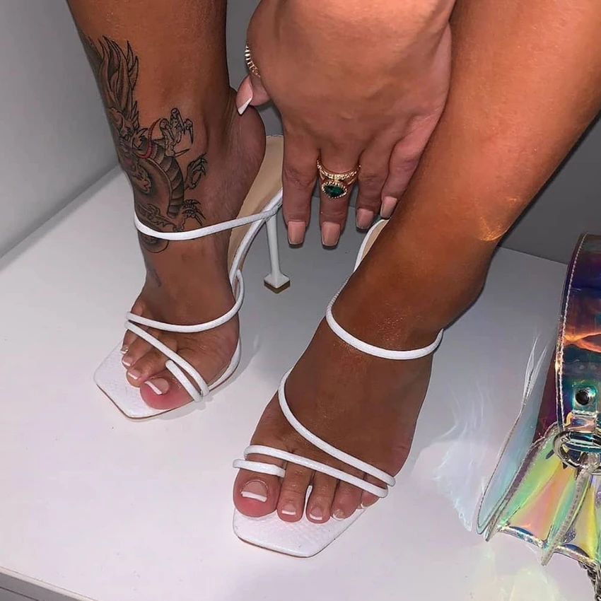 

2020 Summer Pumps New Sexy Gladiator Sandals Shoes Women Thin High Heels Open Toe Sandal Lady Ankle Strap Pump Shoes Size 35-42, As pictures