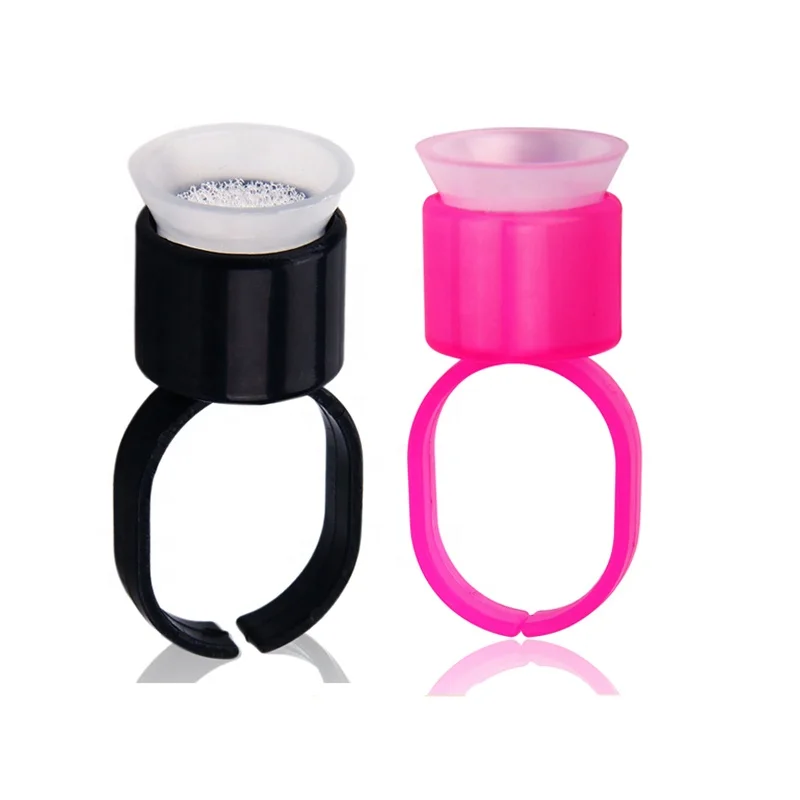 

Tattoo Ink Ring Cups Glue with Sponge Microblading Pigment Cup Disposable Tattoo Tool Holder Permanent Makeup Accessories Supply, Black/rose red