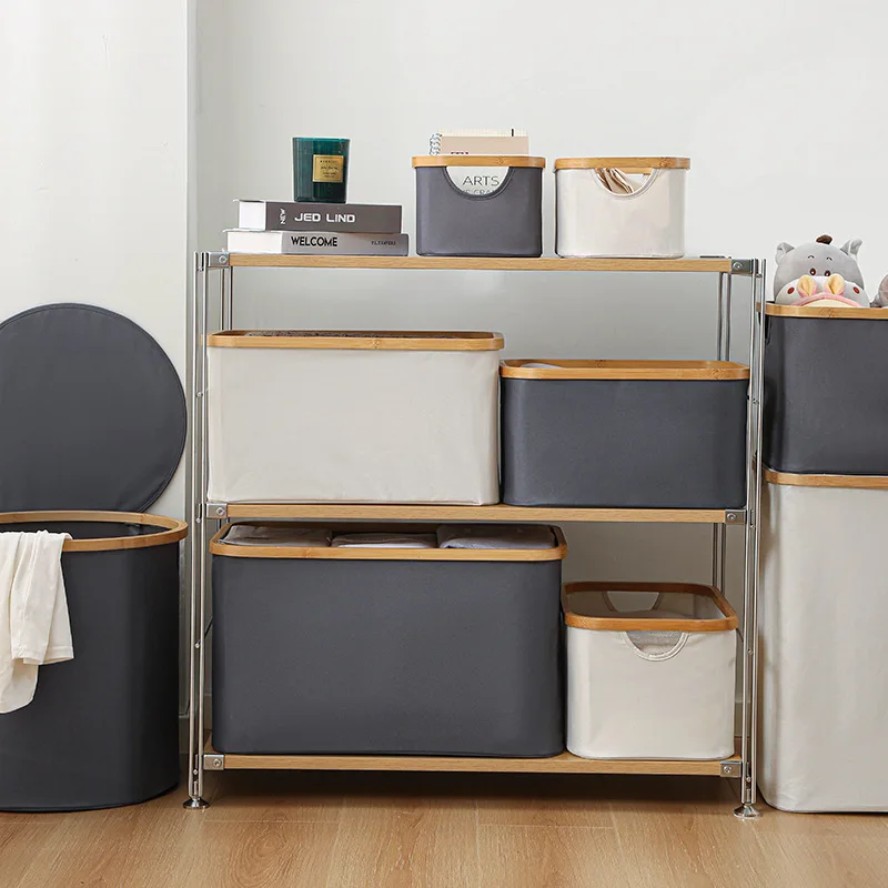 Large Bamboo Laundry Hamper with Handles Storage Boxes & Bins for Convenient Laundry Management
