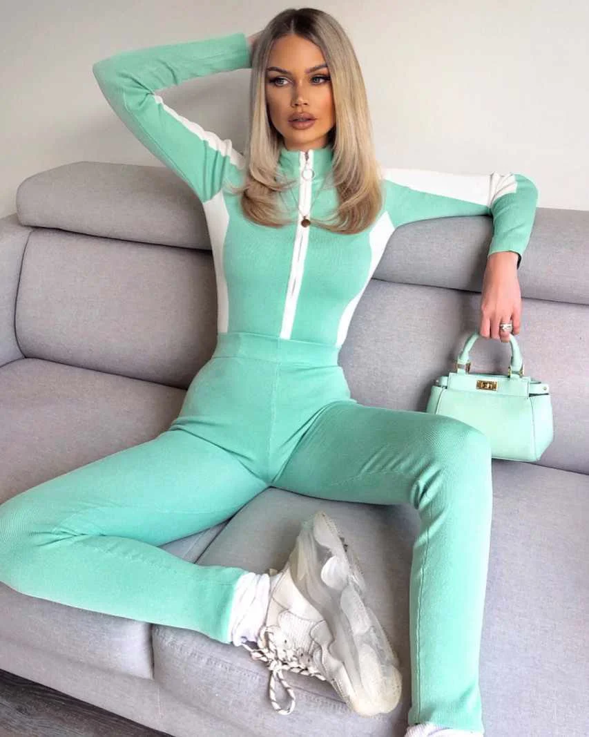 

Womens High Waist workout Side stripe Long Sleeve Sports Legging Sets Two Piece Yoga Wear Jogging Set