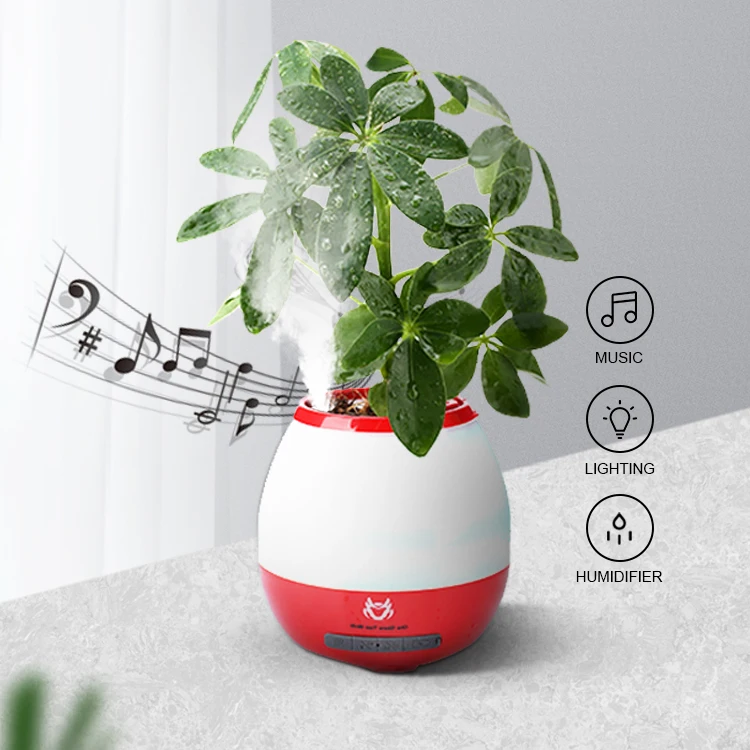 

Office Home Room Speaker Humidifier Flower Pot Seven Color Changing Led Night Light Music Speaker