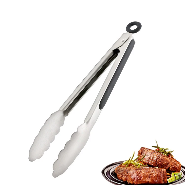 

12 inch kitchen cooking meat hottest selling long handle silicone stainless steel barbecue grill food bbq tongs
