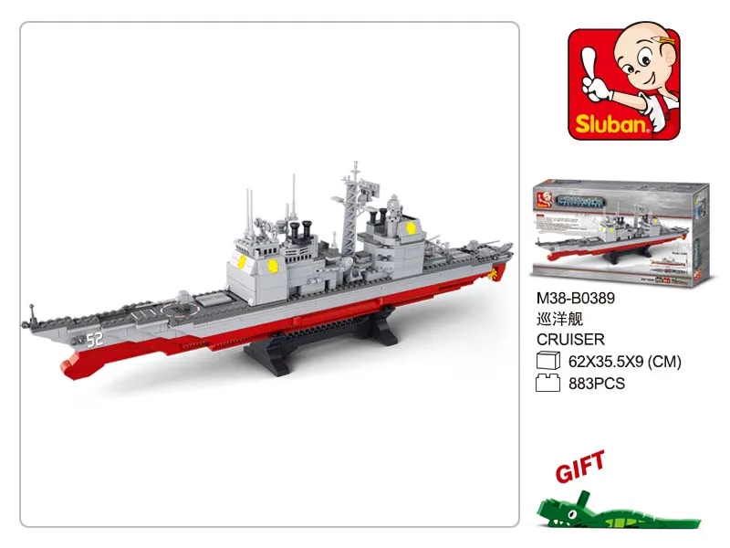 Sluban Building Blocks 883 Pcs M38b0389 Cruiser Military Set Navy Ship