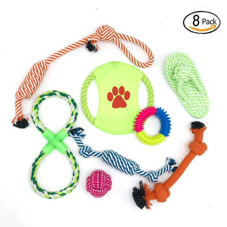 Pets Dog Toy Set for Large Dogs and Aggressive Chewers - 7 Nearly Indestructible Cotton Ropes