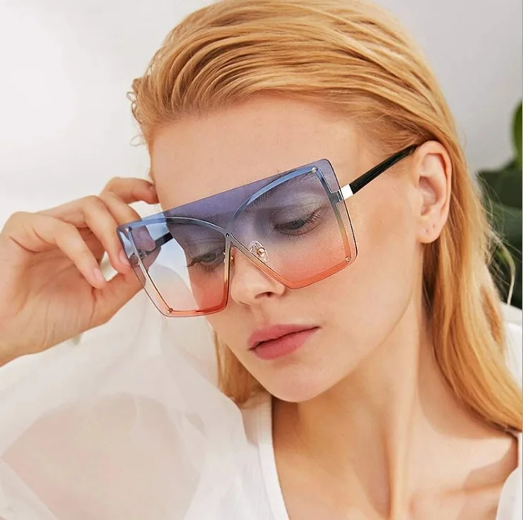 

2021 Jheyewear new fashion designer big frame gradient lens square trendy oversized women shades sun glasses sunglasses 2020