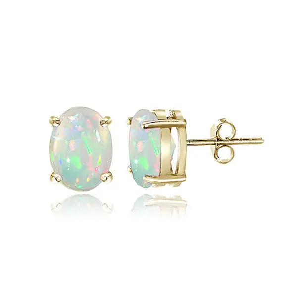 

Liwan plaza 925 sterling silver gold real opal design stud earrings for girl
