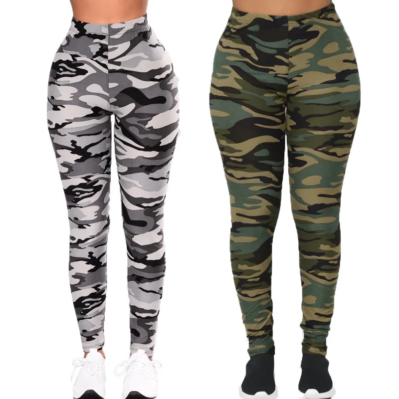 

2021 Hot sale milk silk camouflage print plus size casual pants leggings women