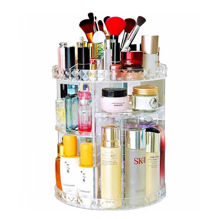 

360 Degree Rotating Dressing Table Lipsti Skin Care Product Storage Box