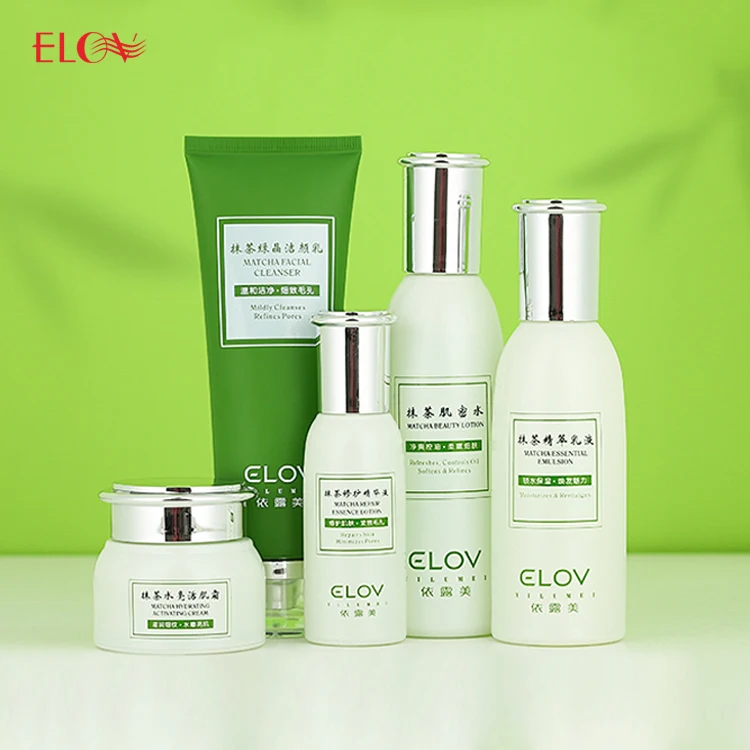 

Customized Natural Matcha Skin Care Set 5pcs Green Tea Extracted Face Beauty Care Set