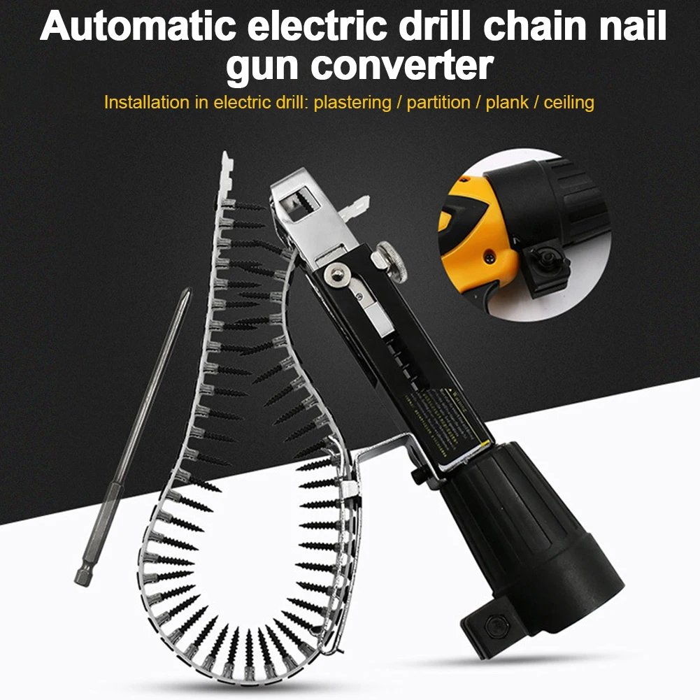 Automatic Screw Spike Chain Cordless Nail Gun Adapter Screw Gun For