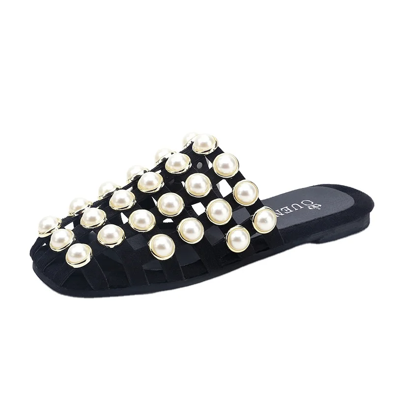 

Pearl fashion women's slippers 2021 new design flat sandals, Colorful