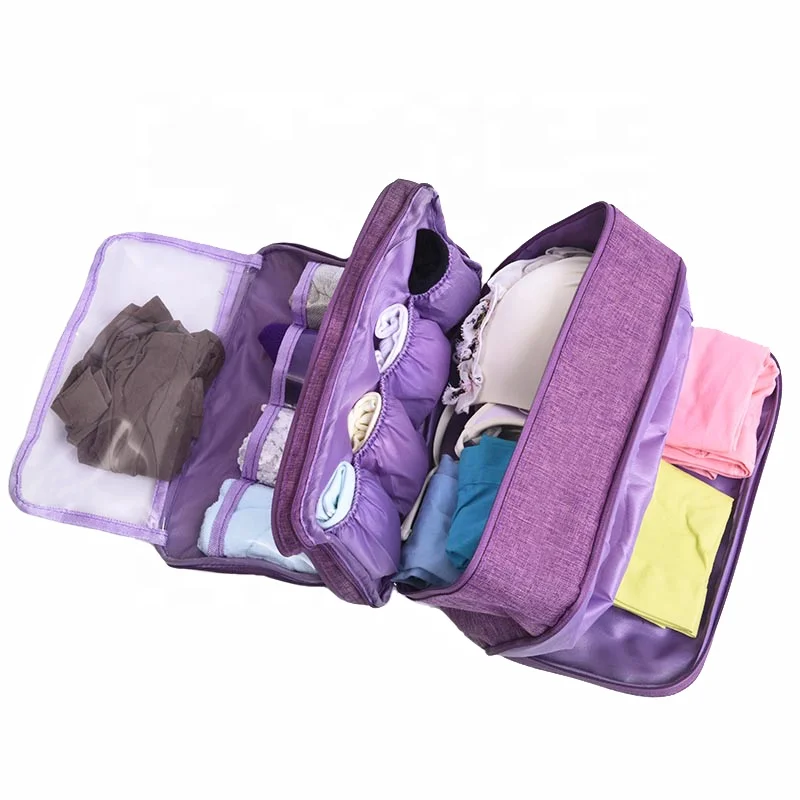 

Portable Multifunctional Travel Organizer Bra Socks Lingerie Storage Pouch Toiletry Organizer Underwear Bag Suitcase, Black / blue / navy / wine / purple / gray / customized