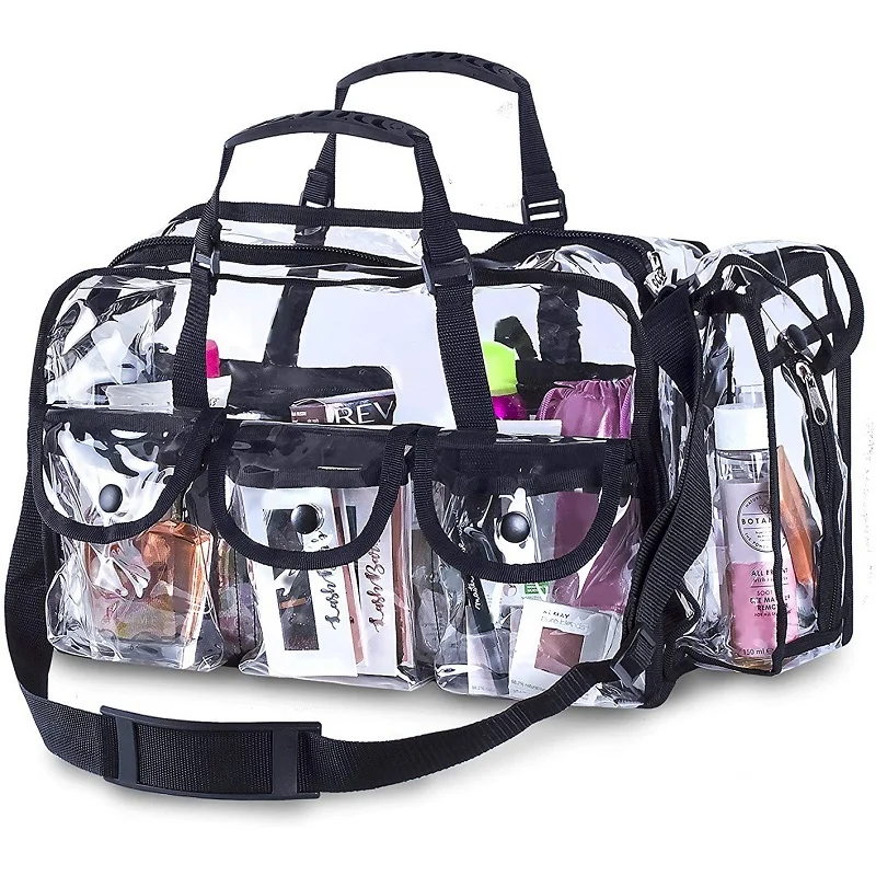 

2021 wholesale lightweight PVC large capacity waterproof makeup luggage travel duffle bag for women