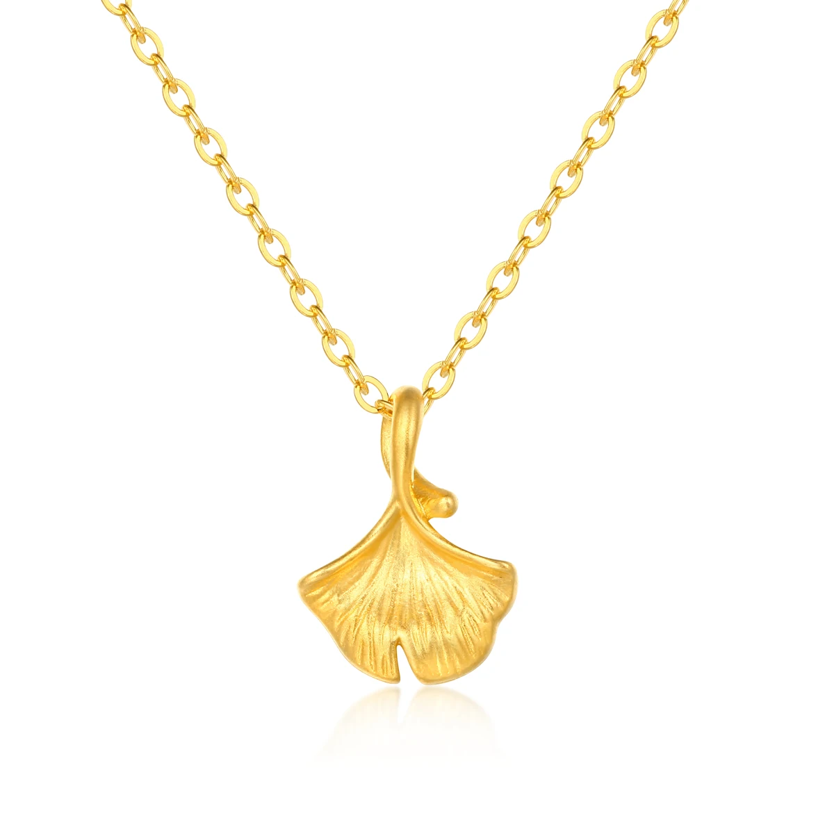 

New Arrival Modern Style 24k Gold Three-Dimensional Necklace Pendant For Women Ginkgo Leaf Style Gold Filled Lady Pendant