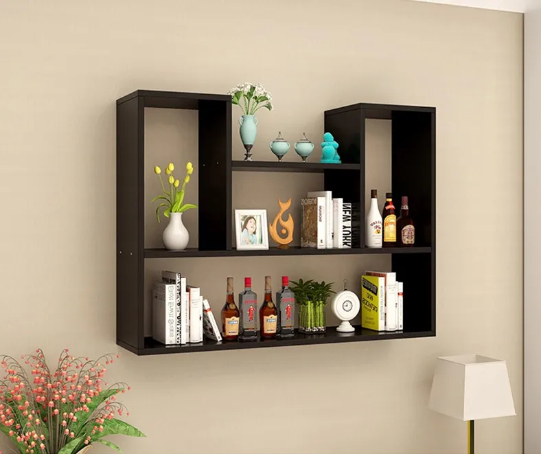 Simple design of a variety of color custom living room hotel wood material wall shelf