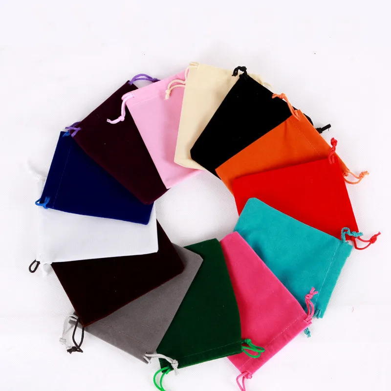 

Wholesale Custom Logo Printed Velvet Pouches Jewelry Gift Bag With Drawstring Many Colors Sizes In Stock