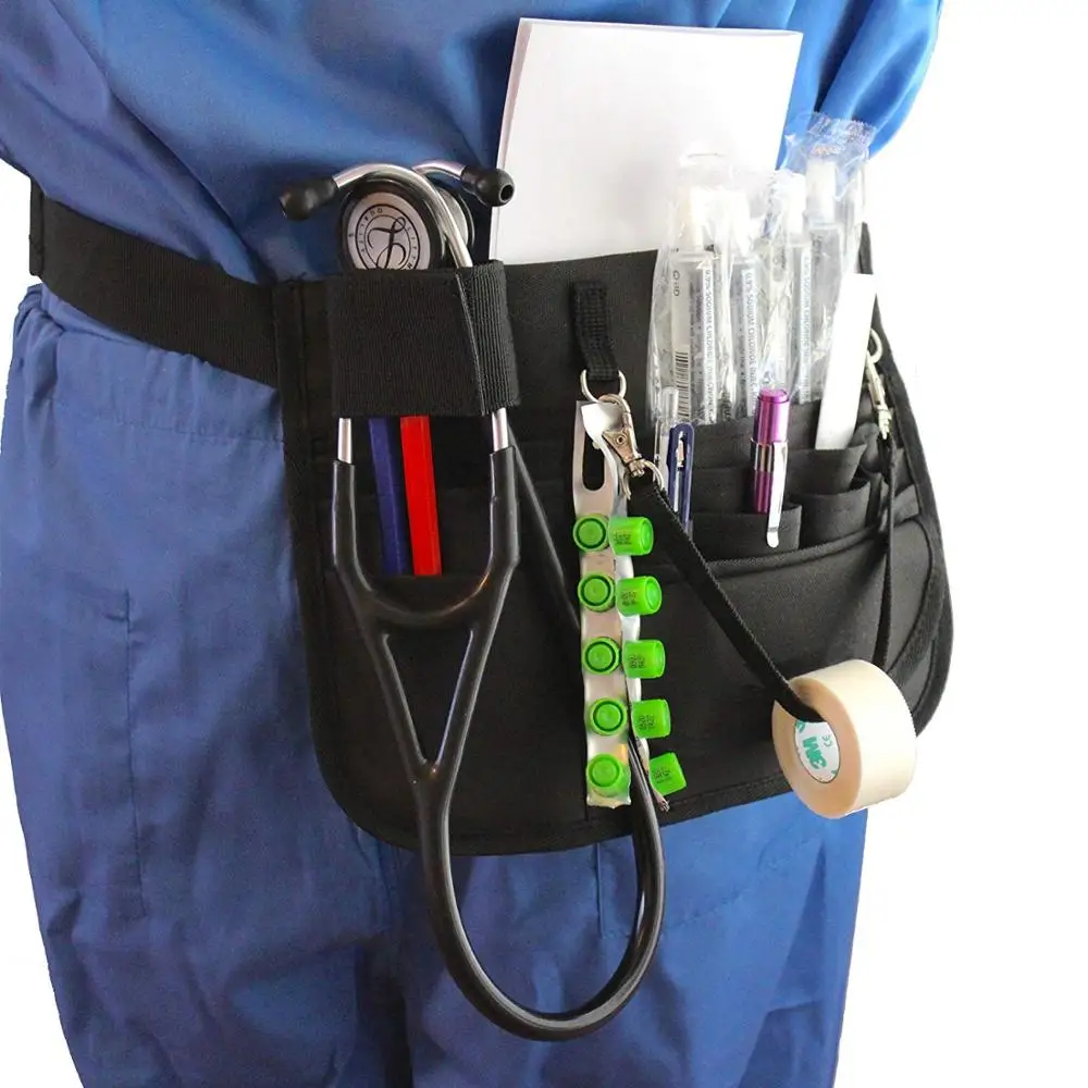 

Medical Organizer Belt,Nurse Fanny Pack With Stethoscope Holder And Tape Holder,Multi Compartment Nurse Hip Bag, Black or can be customized