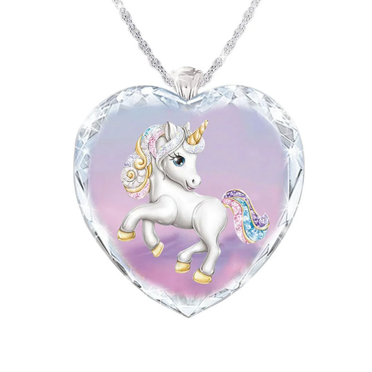 

Fashion new cartoon pink unicorn pendant animal blessing necklace