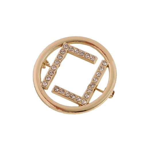 

Fashion Luxury Inspired Brooch F Stones Round Brooches For Women Gold Jewelry Accessories