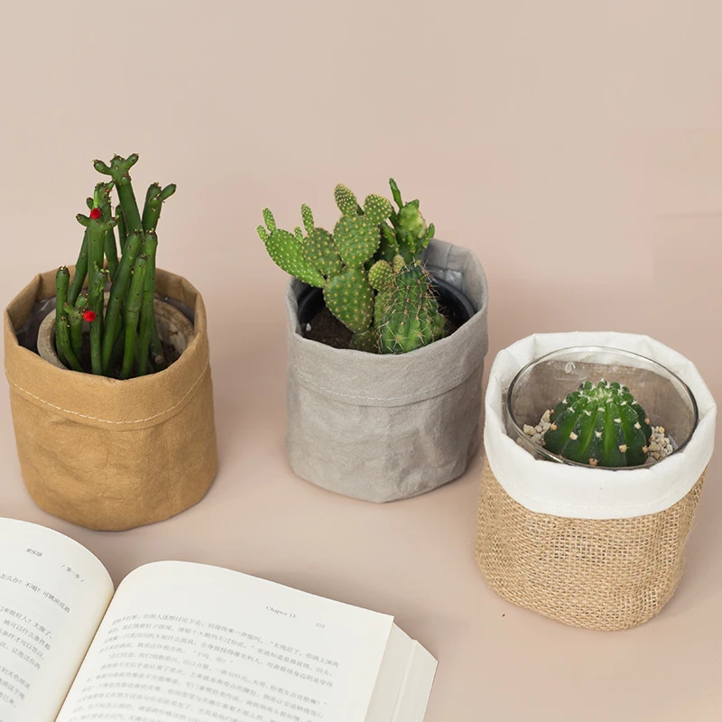 

Multifunctional Modern Double Layer Flower Pot Cover with Jute Lining for Home Decoration, Customized