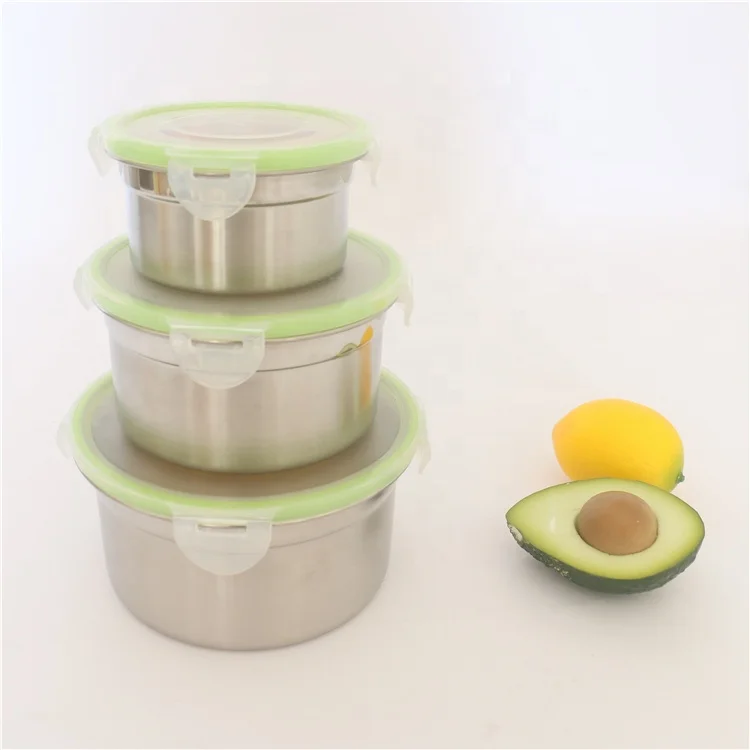 

Hot Sell Leak proof Stainless Steel food storage container with lip PP