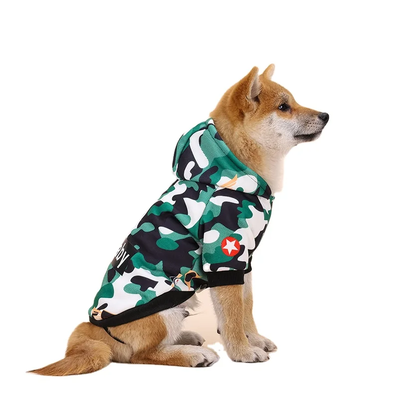 

Autumn winter two leg camo cotton sweater with hood Dogs clothes Small medium puppy personality trend pet clothing for dogs