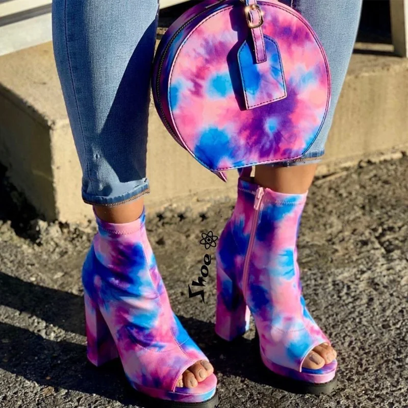 

Fashion purse with match ankle boots set women tie dye shoes and hanbag set ladies hand bags and sandals set