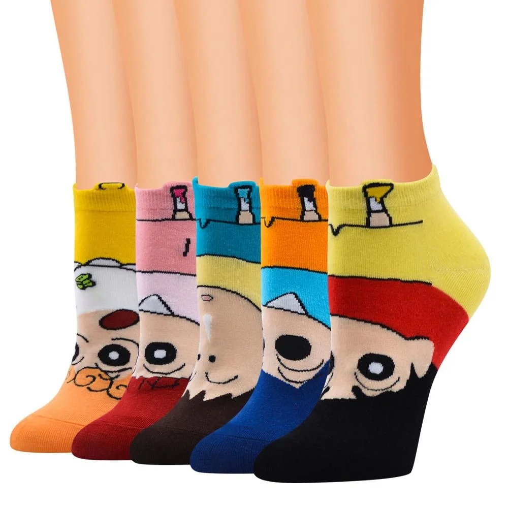 

Japan cartoon character crayons new pattern cotton cute socks, Pantone color