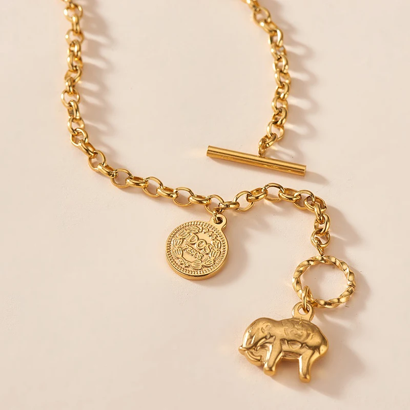 

Accessories Jewelry 2021 Stainless Steel Necklaces For Women Trendy Elephant Gold Necklace 18k